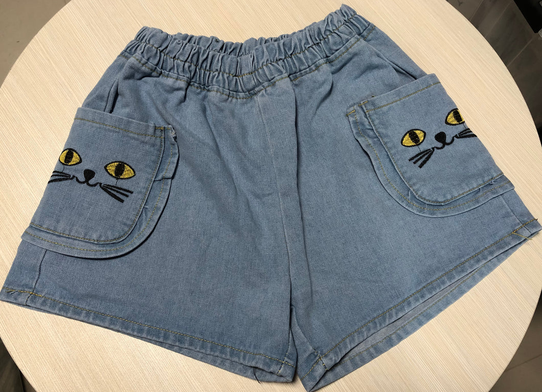 Cutesy Cat Denim Shorts